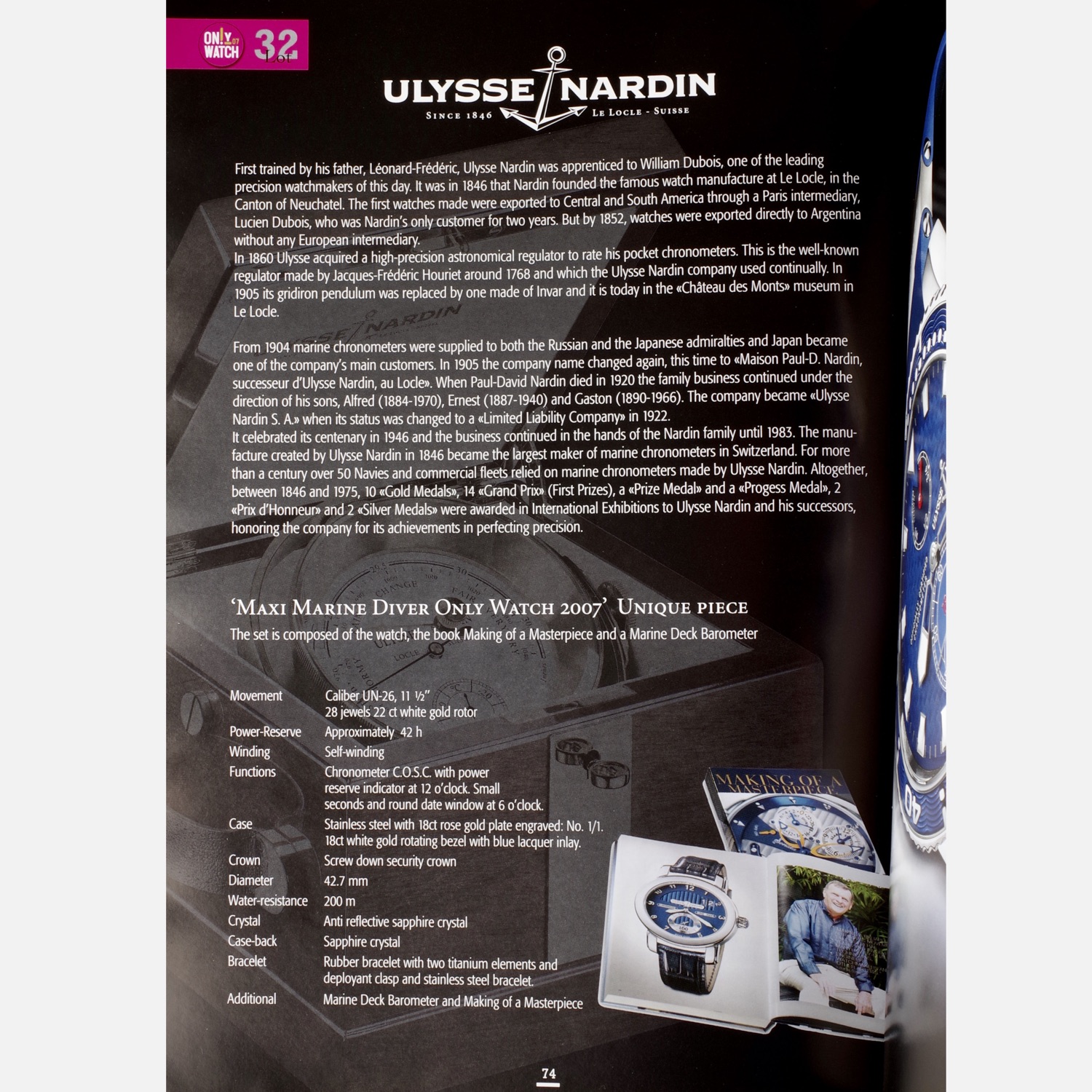Ulysse Nardin Maxi Marine Diver Pièce unique Only Watch Monaco 2007 ulysse-nardin-maxidiver-onlywatch-2007-11