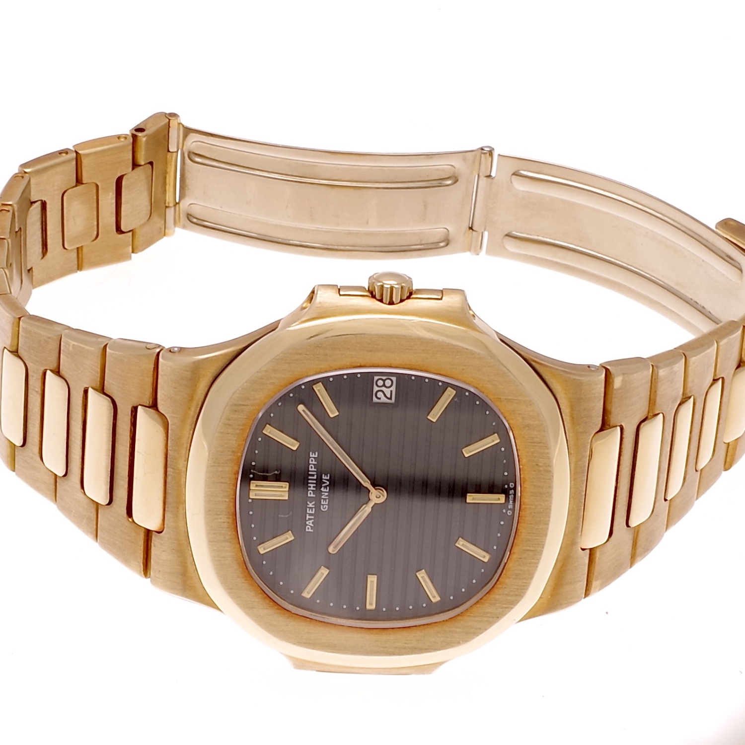 Patek Philippe Nautilus 3700/1 gold 18k Fat link Full set Jumbo 1977 patel-philippe-nautilus-3700-or-2